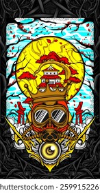 cultural full face mask illustration for your print