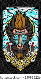 cultural full face mask illustration for your print