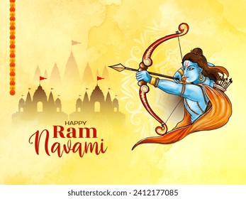 Cultural Happy Ram navami hindú diseño vectorial de tarjetas del festival