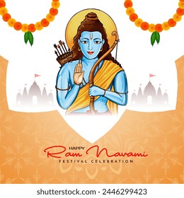 Cultural Happy Ram Navami cultural Indian festival religious background vector