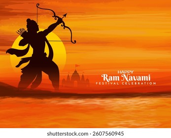 Cultural Happy Ram Navami Indian festival landscape background vector