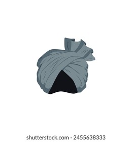 Cultural headwear. Vector illustration of a stylized turban in cool tones, detailed with elegant folds.