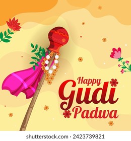 cultural hindu new year festival gudi padwa celebration traditional design vector