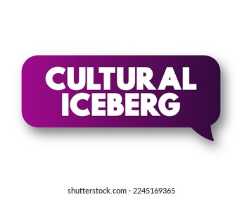 Cultural Iceberg - model of culture uses the metaphor of the iceberg to make the complex concept of culture easier to understand, text concept message bubble