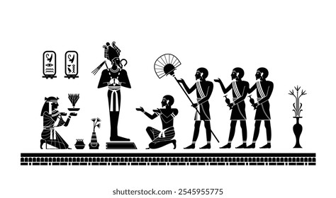 cultural illustration on tomb wall, worship of the god osiris