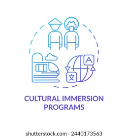 Cultural immersion programs blue gradient concept icon. Student exchange program. Round shape line illustration. Abstract idea. Graphic design. Easy to use in presentation