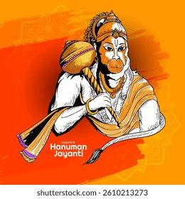 Cultural Indian festival Happy Hanuman Jayanti greeting card vector