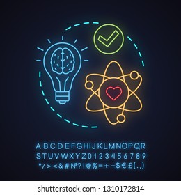 Cultural intelligence neon light concept icon. Corporate social responsibility. Creative thinking idea. Glowing sign with alphabet, numbers and symbols. Vector isolated illustration
