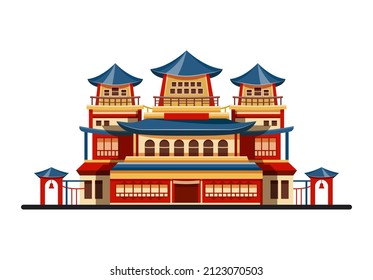 Cultural landmark or chinese building, vector icon