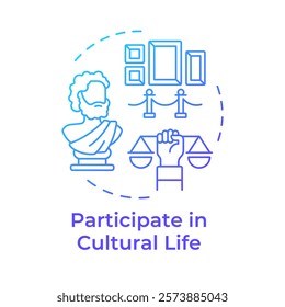 Cultural life participation blue gradient concept icon. Art gallery, sculpture. Round shape line illustration. Abstract idea. Graphic design. Easy to use in infographic, presentation