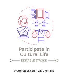 Cultural life participation duo tone concept icon. Art gallery, public sculpture. Round two color outline illustration. Abstract vector design. Easy to use in infographic, presentation