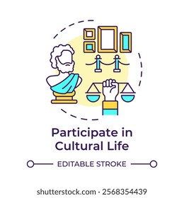 Cultural life participation multi color concept icon. Art gallery, sculpture. Round shape line illustration. Abstract idea. Graphic design. Easy to use in infographic, presentation