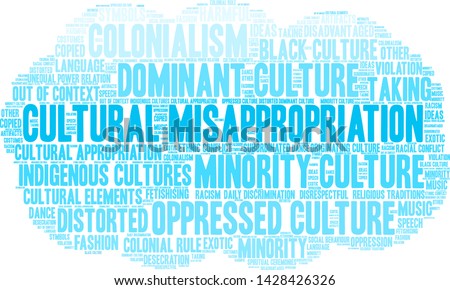 Cultural Misappropriation word cloud on a white background. 