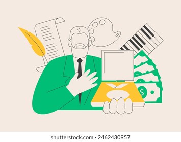 Cultural prize abstract concept vector illustration. Literary prize, academic culture award, nobel laureate, life science, winner signs book, hold trophy, art festival abstract metaphor.