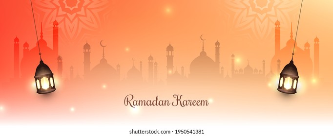 Cultural Ramadan Kareem festival islamic banner design vector