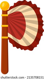 Cultural Red hand fan, illustration, vector on a white background.