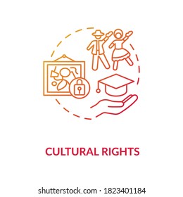 Cultural rights concept icon. Cultural heritage protection idea thin line illustration. Science and culture. Equal nationality rights. Human rights. Vector isolated outline RGB color drawing