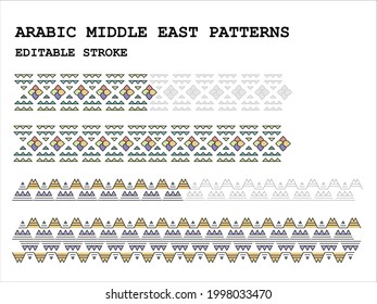 The cultural Sadou abstract patterns of Riyadh Saudi Arabia, editable stroke