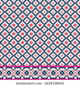 Cultural Seamless Border with Traditional Floral Elements  Inspired by Southeast Asian Textile Art, Perfect for Modern Creative Projects.