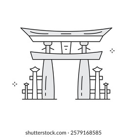 Cultural Tori Gate Landmark Vector Icon Design