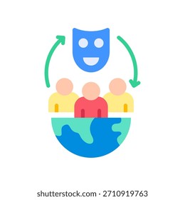 Icono de transformación cultural Ilustración vectorial plana