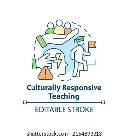 Culturally responsive teaching concept icon. Deal with traumatized students abstract idea thin line illustration. Isolated outline drawing. Editable stroke. Arial, Myriad Pro-Bold fonts use