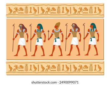 Cultura del Antiguo Egipto. Patrones egipcios. ilustración de Arte vectorial