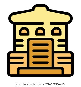 Culture asian icon outline vector. Map temple. National trip color flat