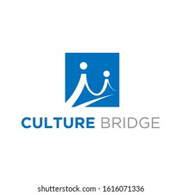 culture bridge logo design template vektor illustration,People with bridge logo. team icon. partner symbol.Adoption and community infinity Logo template icon