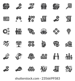 Culture and communities vector icons set, modern solid symbol collection, filled style pictogram pack. Signs, logo illustration. Set includes icons as traditions, social bonds, ethnicity, society