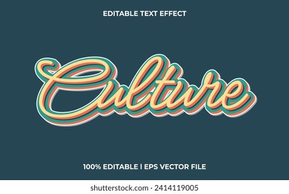 Culture editable font. typography template text effect. lettering vector illustration logo