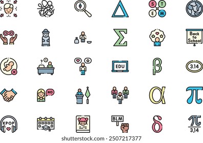 Culture and education icons collection is a vector illustration with editable stroke.