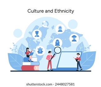 Culture and Ethnicity set. This vector illustration thoughtfully highlights the influence of cultural and ethnic diversity on consumer behavior and market strategy. Vector illustration