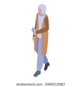 Culture fashion icon isometric vector. Muslim fashion. Woman islam