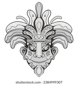 Culture Head statue traditional barong or tiki mask trofical sign from polynesian.Illustration good for esports logo or gaming mascot, t shirt printing, apparel or badge.