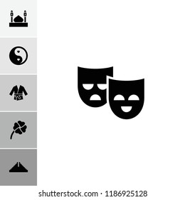 Culture icon. collection of 6 culture filled icons such as chichen itza, yin yang, clover, kimono, mosque. editable culture icons for web and mobile.