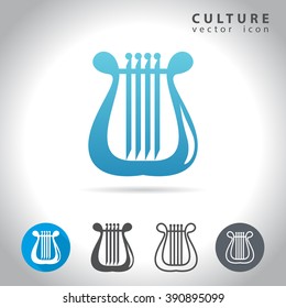 Culture icon set, collection of harp images, vector illustration