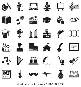 Culture Icons. Black Flat Design. Vector Illustration.