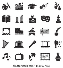 Culture Icons. Black Scribble Design. Vector Illustration.