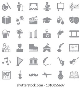 Culture Icons. Gray Flat Design. Vector Illustration.