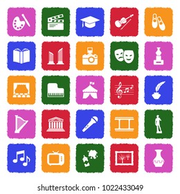 Culture Icons. Grunge Color Flat Design. Vector Illustration.