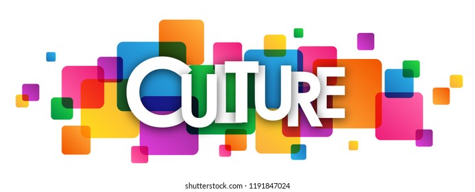 CULTURE letters banner on colorful squares