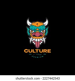 culture mask barong bali abstract colorful logo design vector