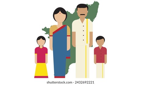 culture of Tamil Nadu , South Indian People culture vector illustration	
