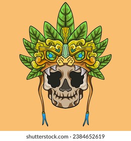 Culture traditional elements smile wooden warrior sculpture tribe design. Illustration design good for tattoos, poster element or print 