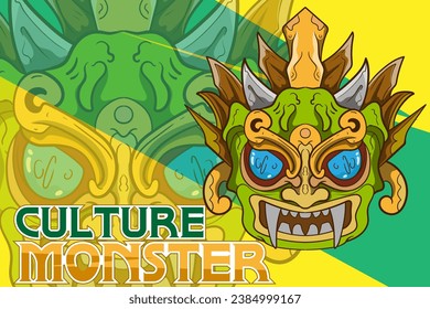 Culture traditional elements wooden satan of tiki festival, tiki mask vector illustration, tiki masks for t-shirt design, sticker and wall art