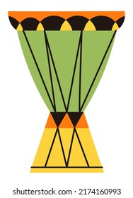 Culture and traditions of African countries, isolated drum for performing and playing music. Making melodies and songs, tribal and aboriginal musical instrument for concerts. Vector in flat style
