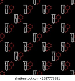 Culture Tube and Chemical Formula vector Chemistry concept outline seamless pattern