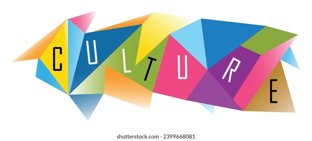 CULTURE typography banners on colorful triangles background illustration
