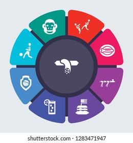 culture vector template for infographics. Business concept with 9 options, steps, parts, segments. Banner infographic cycling diagram, round chart, Chorizo, Chimp face of Brazil icons